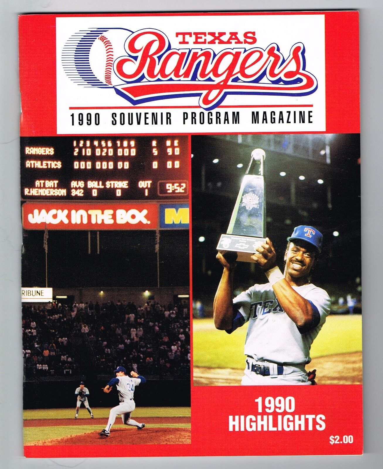 1990 Texas Rangers vs Brewers MLB Baseball PROGRAM