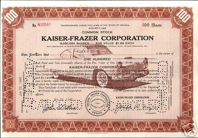 RARE 1940\'s KAISER-FRAZER AUTO STOCK w K-MANHATTAN FOTO HOT CAR STOCK CV $100