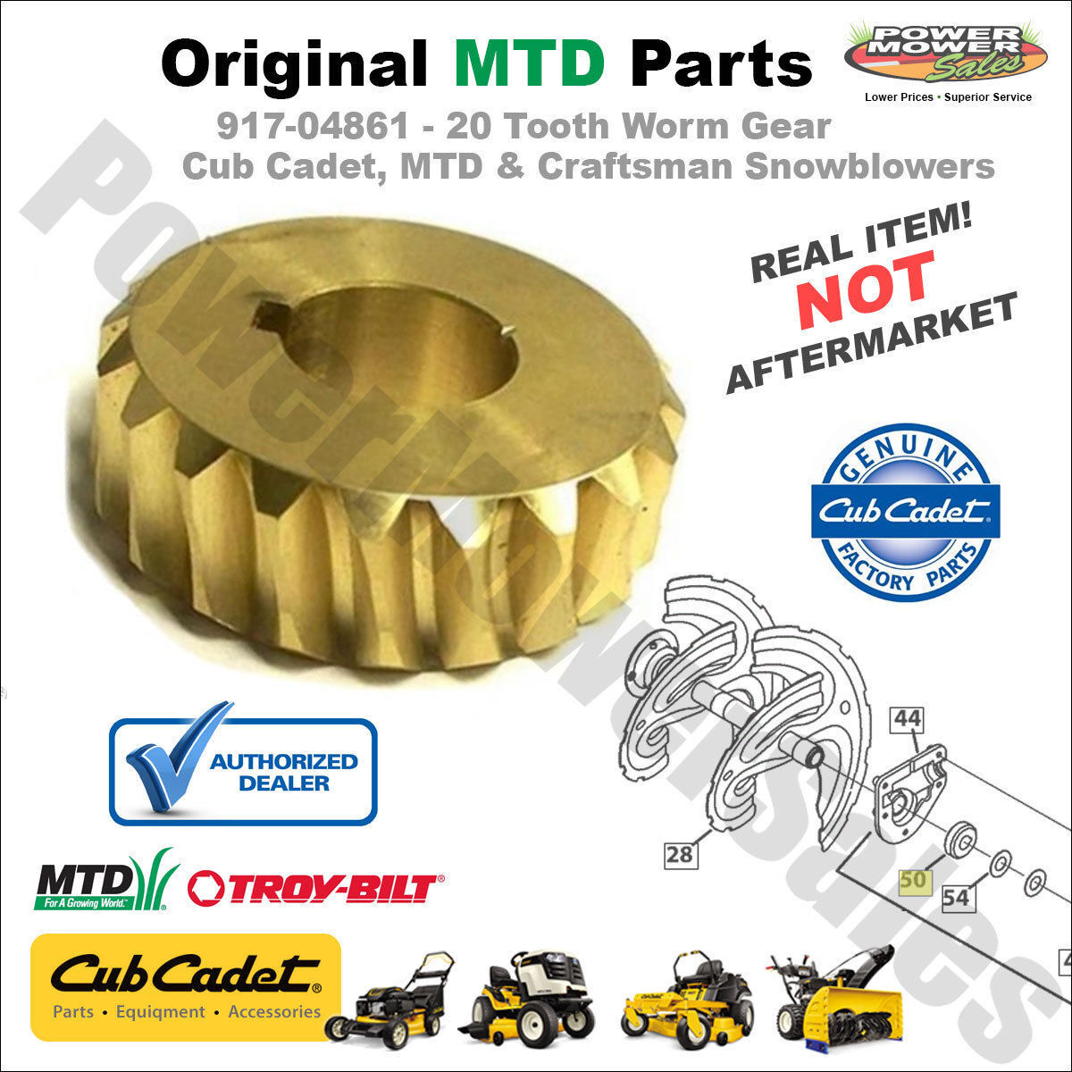 917-04861 - 20 Tooth Worm Gear for Cub Cadet & Craftsman 40\