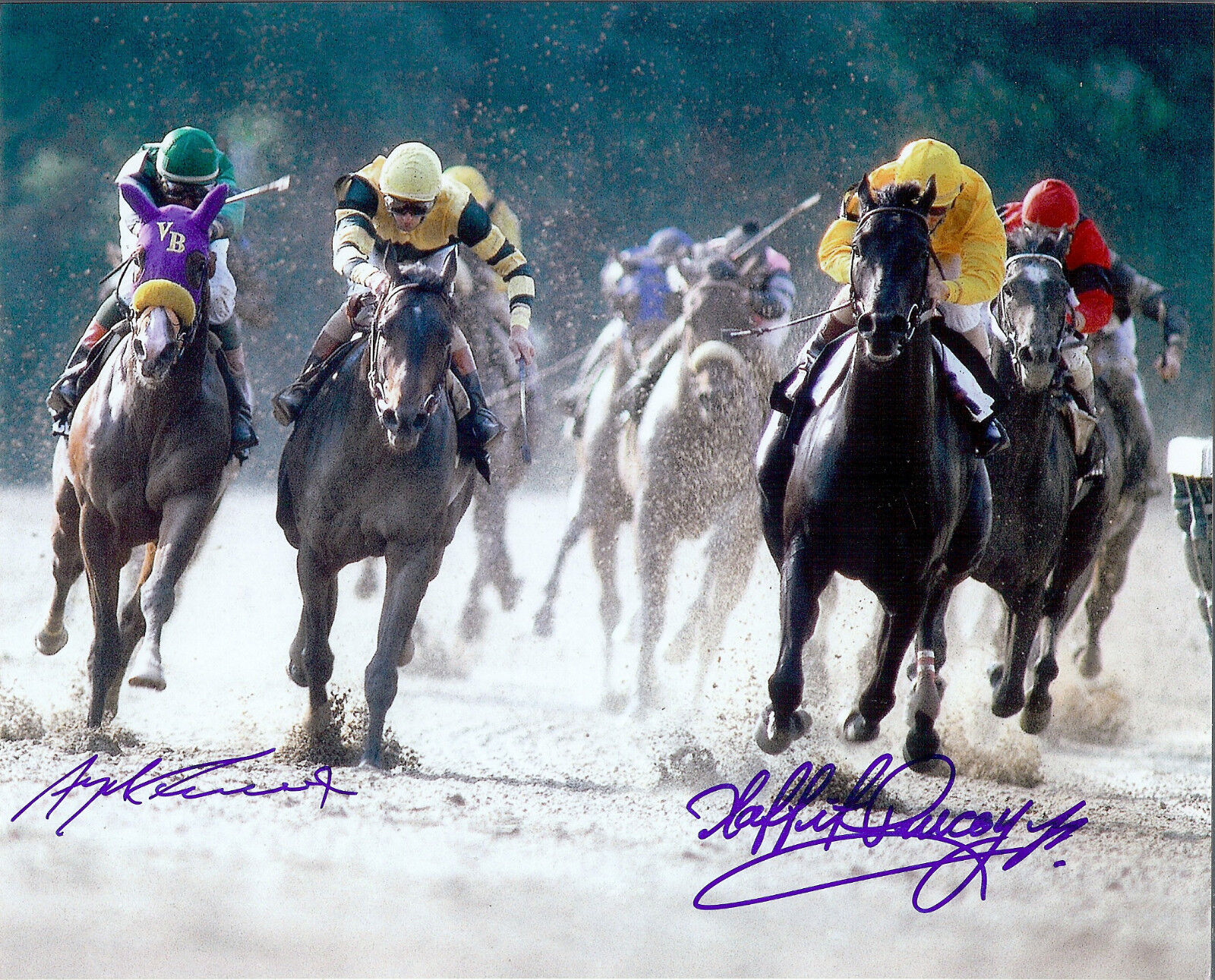 Jockeys Angel Cordero & Laffit Pincay Jr. autographed 8x10 C  photo duel signed