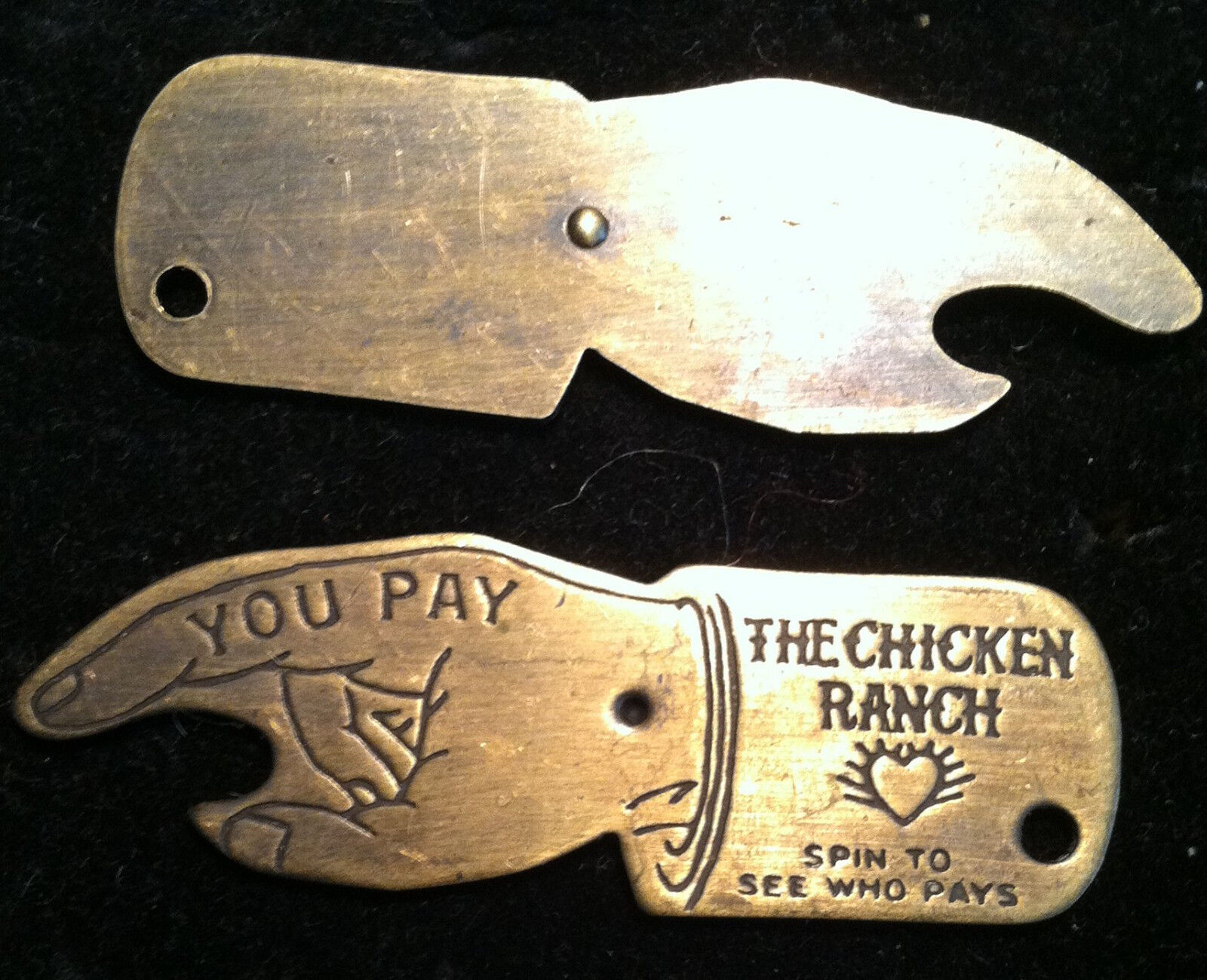 The Chicken Ranch Bottle Opener Who Pays Spinner Brothel Whorehouse Advertising 