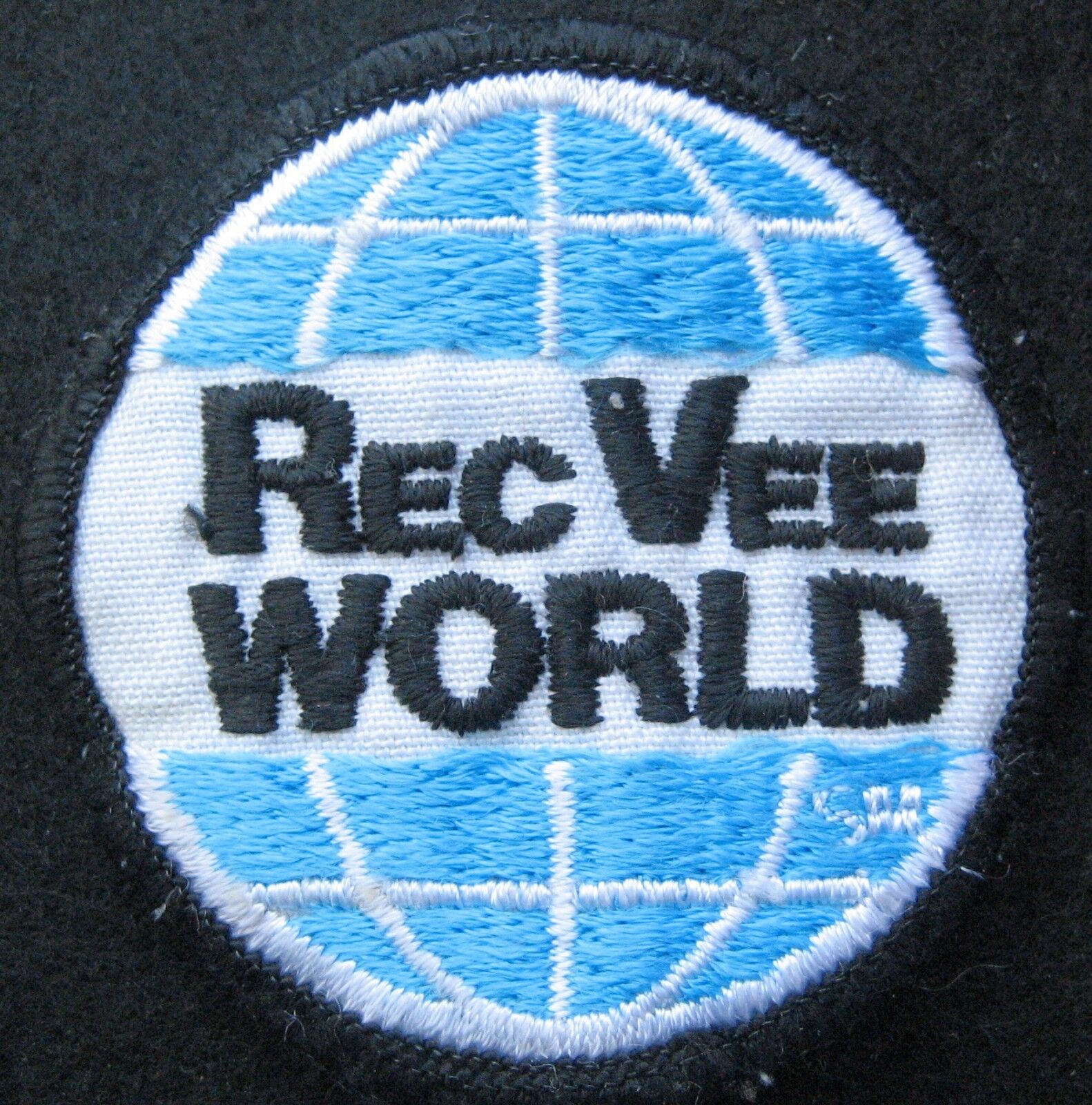 REC VEE WORLD EMBROIDERED SEW ON PATCH RECREATION ADVERTISING UNIFORM