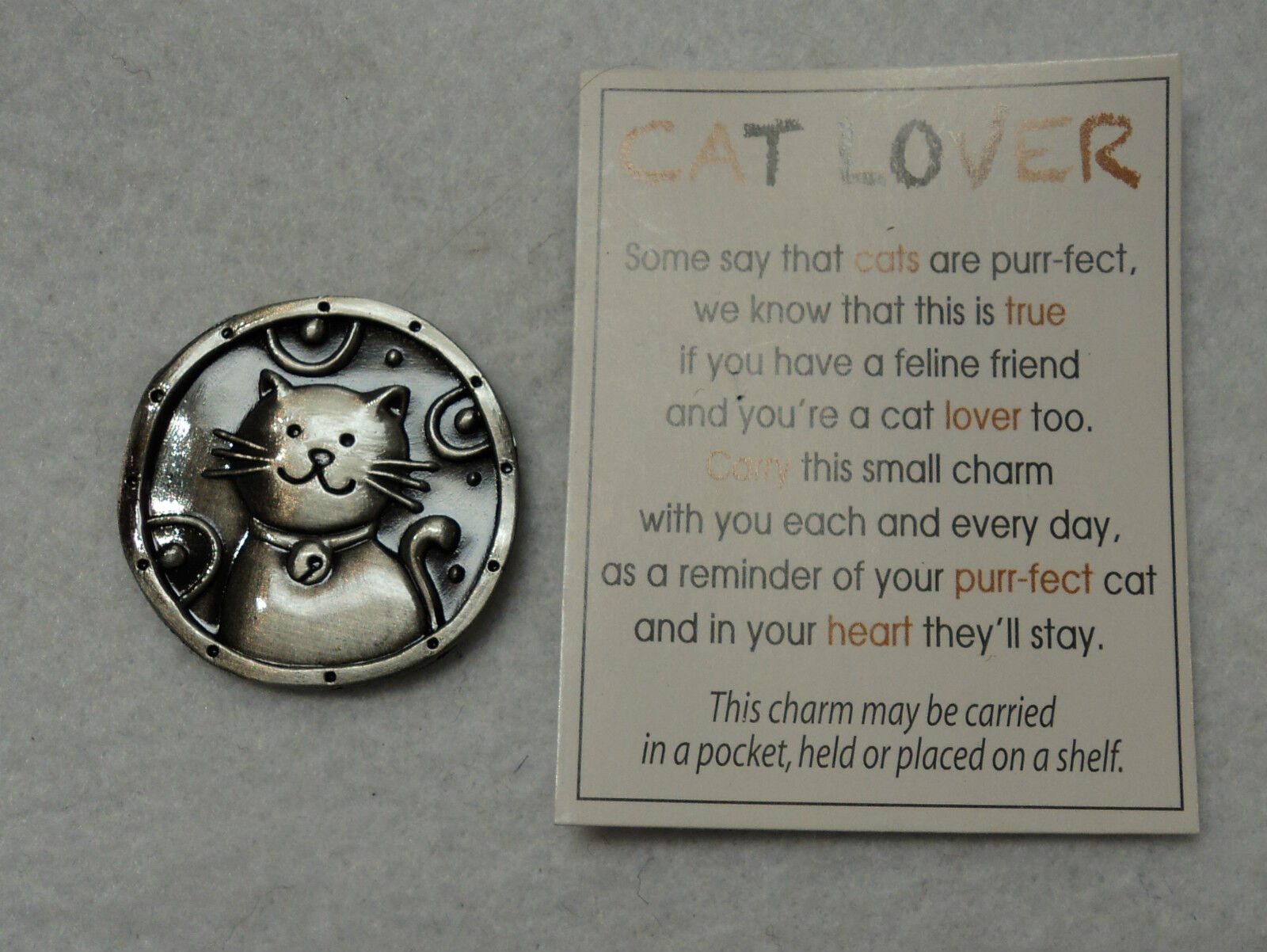 CAT LOVER POCKET TOKEN Cats are Purrfect lucky charm feline rescue kitty