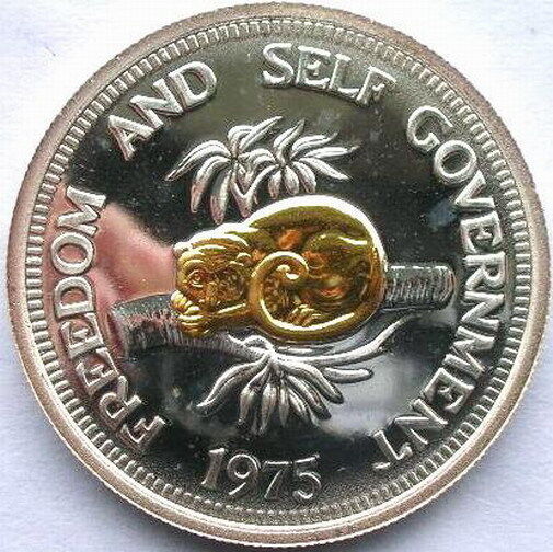 Solomon 1975 Cuscus 30 Dollar Gild Silver Coin,Proof