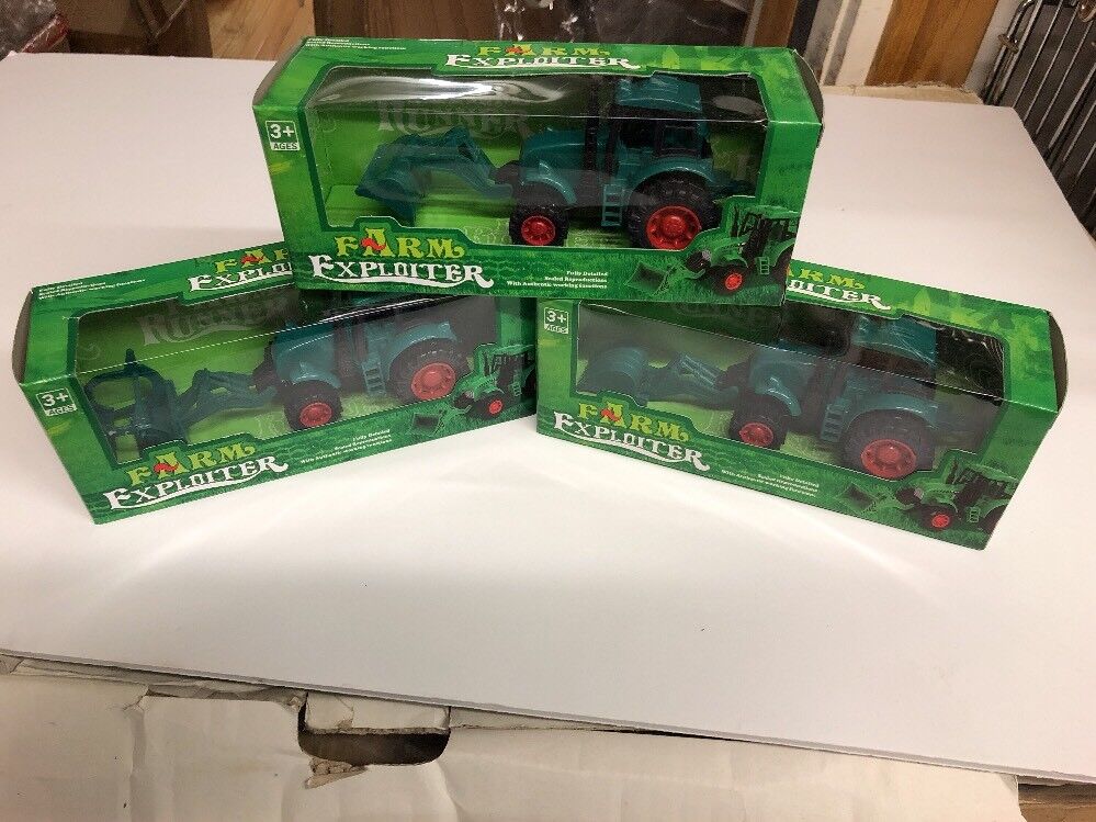 3 Green Farm Friction Tractor  Green  Farm Tractor/truck  assorted