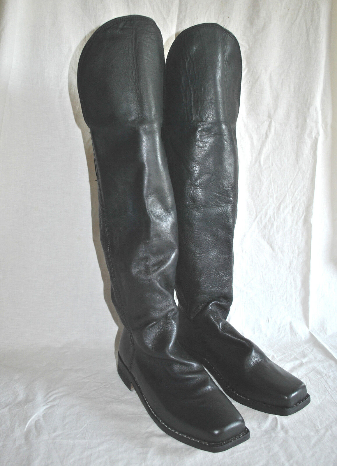 Knee Flap Boots - Size 10 - IN STOCK - Black Leather - Civil War - L@@K 