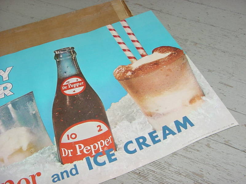 MINT 1964 Vintage DR PEPPER & ICE CREAM Sign * straight out of the original box
