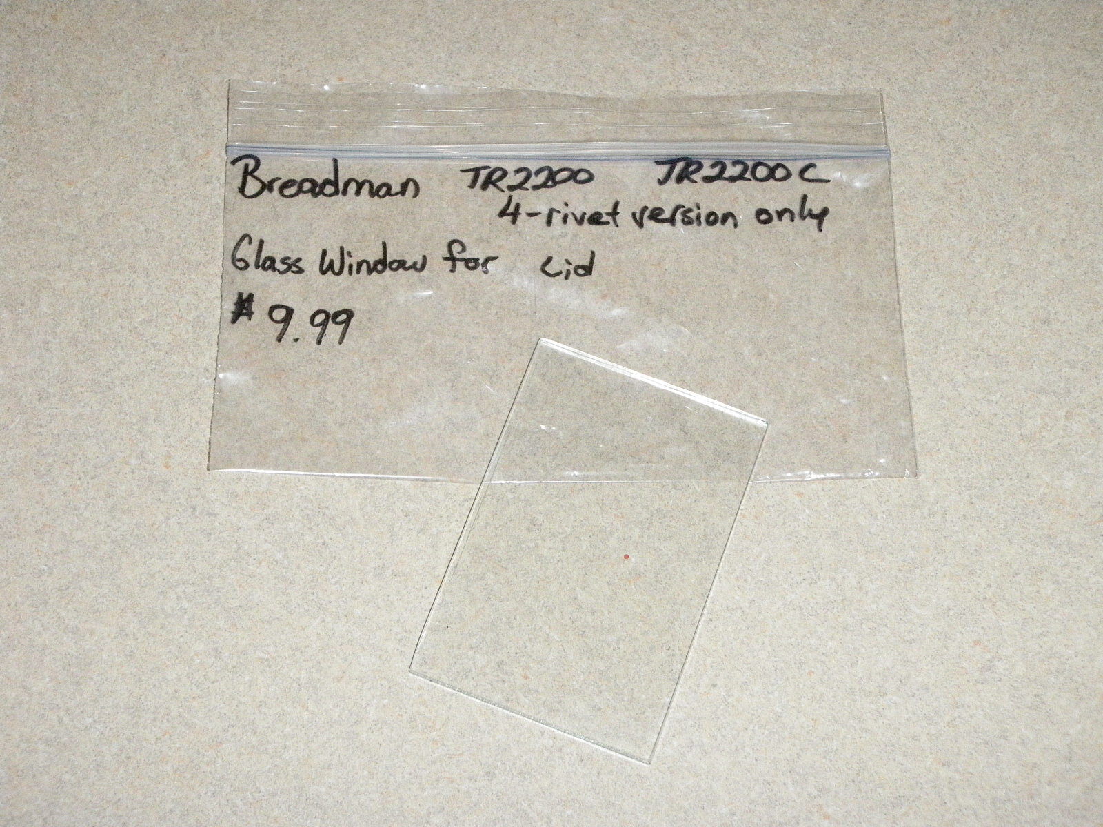 Breadman Bread Machine Glass Window For Lid TR2200 TR2200C (4-rivet only)