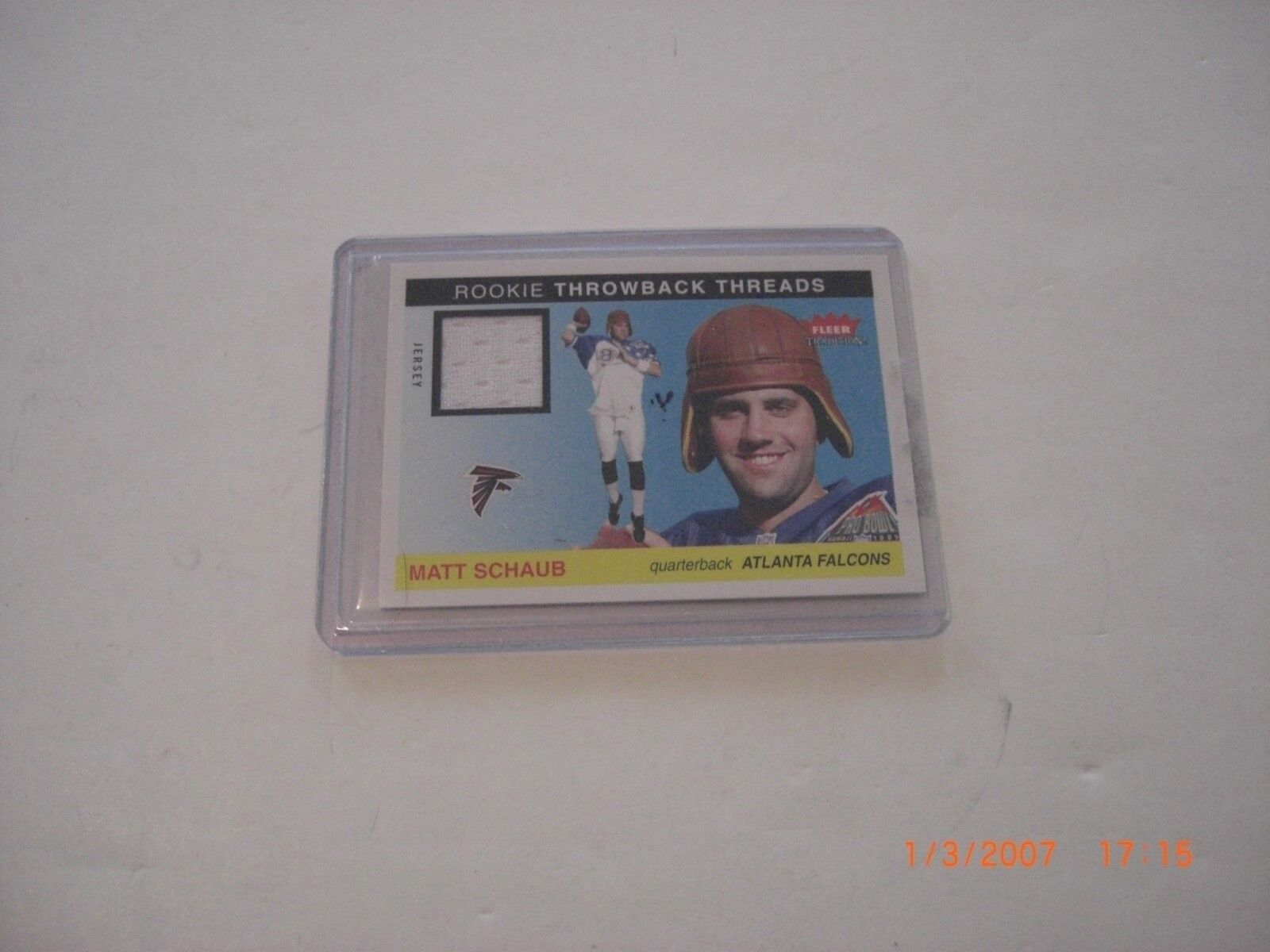 MATT SCHAUB FALCONS 2004 FLEER ROOKIE PREMIER GAME USED JERSEY CARD 