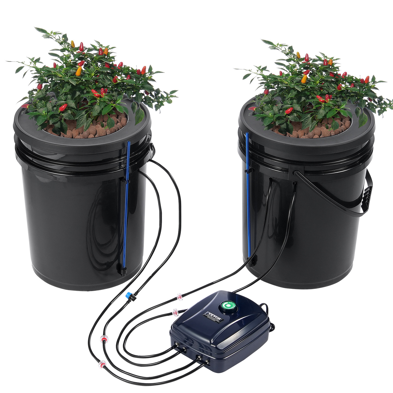 DWC Hydroponics Grow System Deep Water Culture with Top Drip 2 Buckets