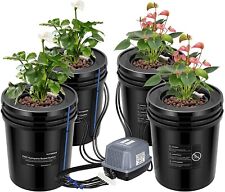 Deep Water Culture DWC Hydroponic System 5Gal 4 Bucket w/ Top Drip Kit Air Stone picture