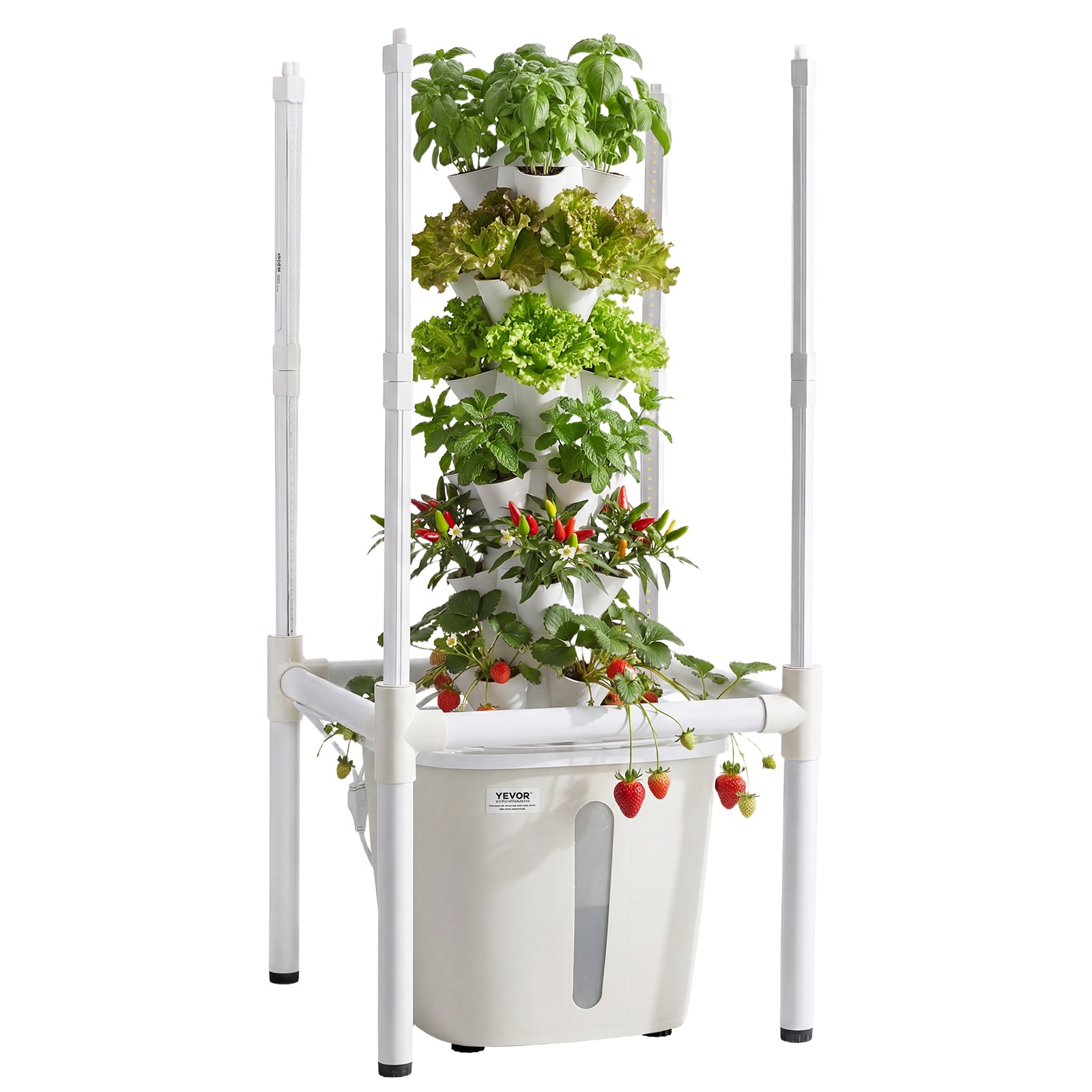 VEVOR Hydroponic Tower Growing System 30 Pods Vertical Garden with Grow Light