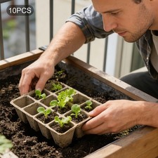 Pots Seedling Tray, 10 Pcs Biodegradable Seed Starter Pots, 12-hole Seedling Pot picture