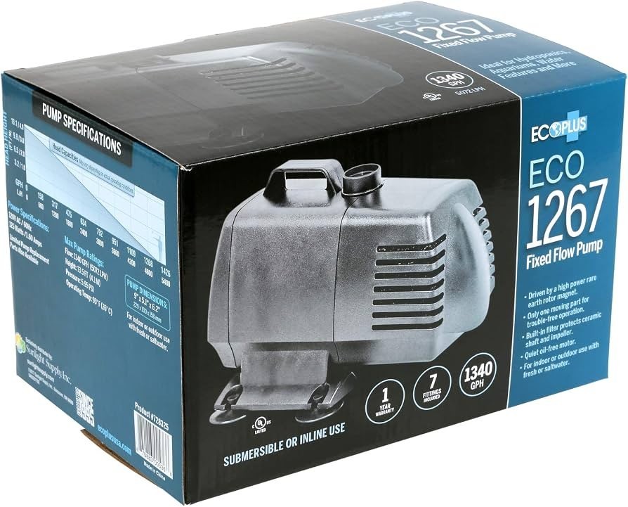 EcoPlus Eco 1267 Fixed Flow Submersible/Inline Pump 1340 GPH EcoPlus Eco 1267 Fixed Flow Submersible/Inline Pump 1340 GPH