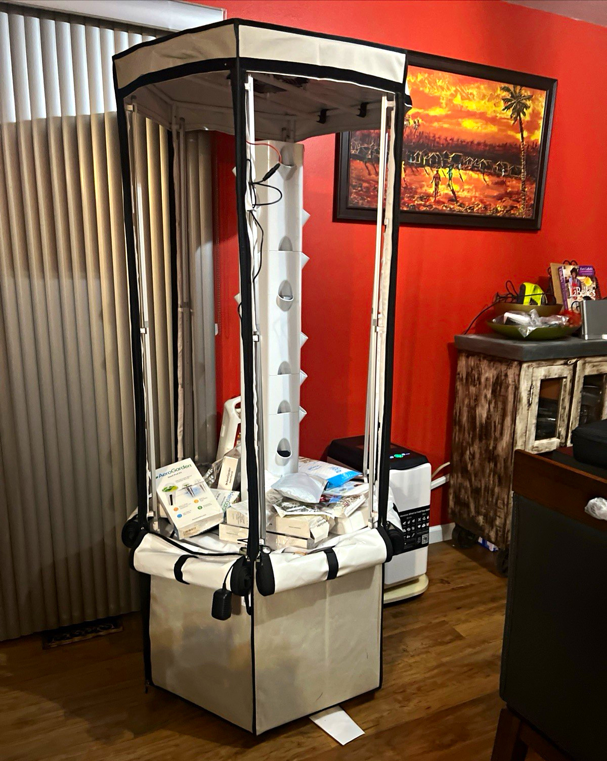 AeroSpring Indoor Aeroponic Hydroponic Vertical Tower Cabinet w/ Reservoir Base. AeroSpring Indoor Aeroponic Hydroponic Vertical Tower Cabinet w/ Reservoir Base.