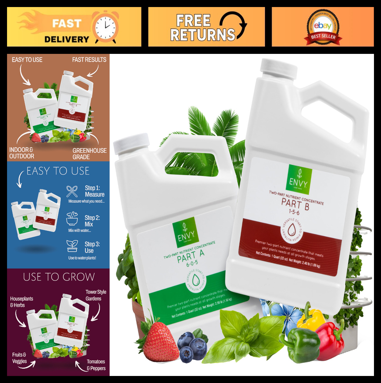 Hydroponic Plant Food A & B - Two-Part Liquid Nutrients for Indoor/Outdoor Plant Hydroponic Plant Food A & B - Two-Part Liquid Nutrients for Indoor/Outdoor Plant