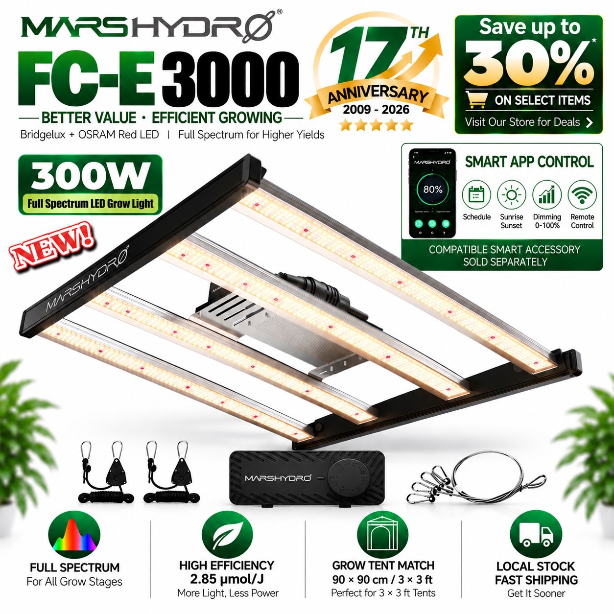 MARS HYDRO Smart FC-E Series LED Grow Light System Bluetooth Wifi Grow Light Kit