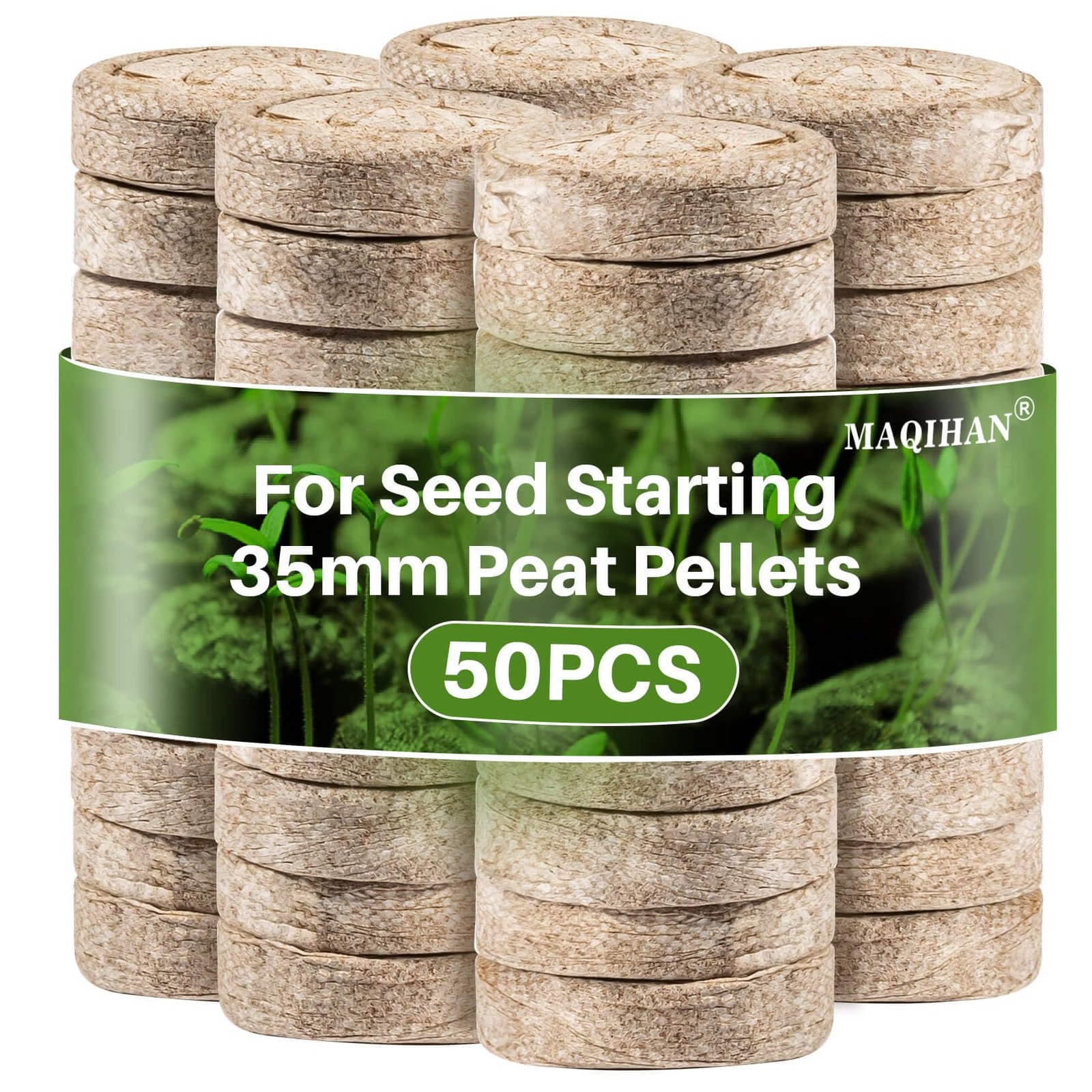 50PCS 35mm Peat Pellets Seed Starter Pods for Garden Seedling Germination 50PCS 35mm Peat Pellets Seed Starter Pods for Garden Seedling Germination