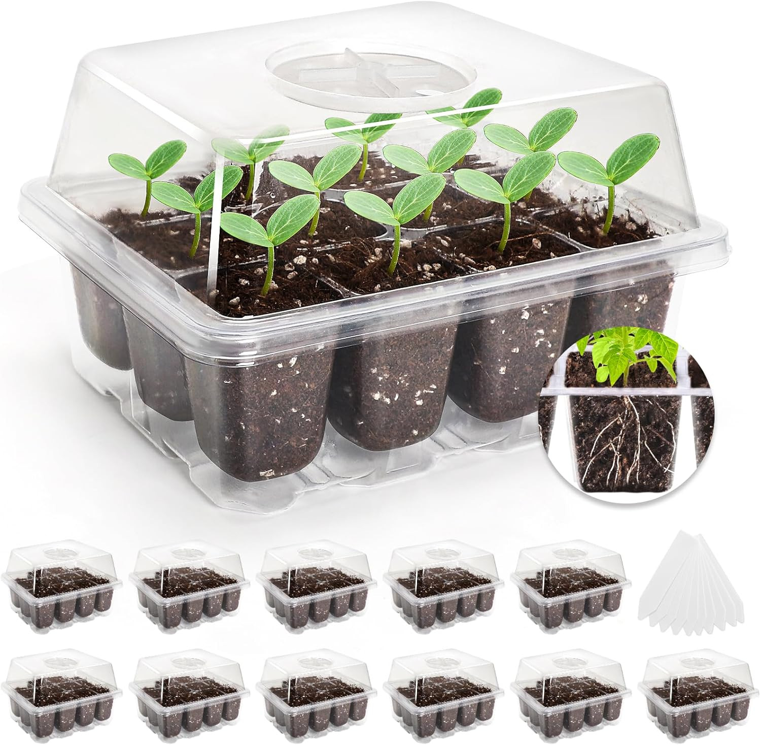 MIXC 10 Packs Seed Starter Tray Seed Starter Kit with Humidity Dome (120 Cells T