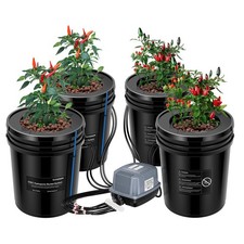 VIVOSUN 5 Gal DWC Hydroponics Grow Kits Deep Water Culture w/ 4 Buckets Air Pump