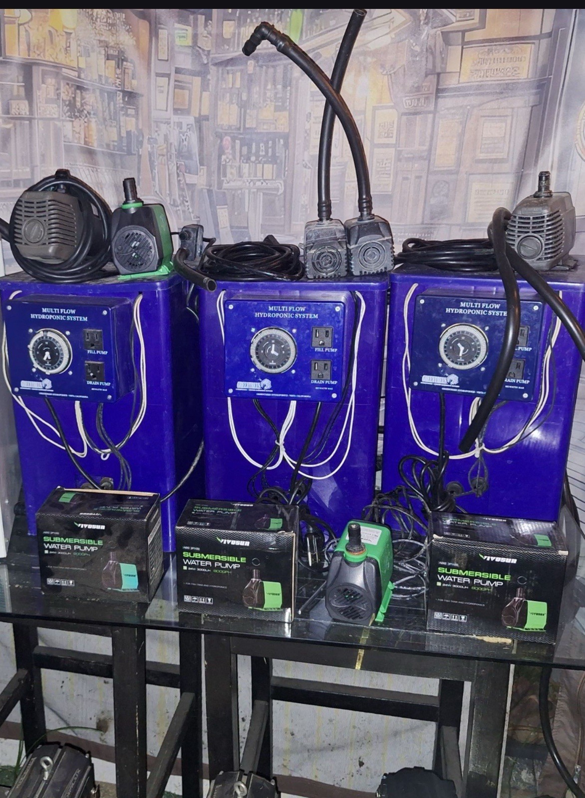 Hydroponic multi Flow System , Water Sub Pumps, Lights And Heater