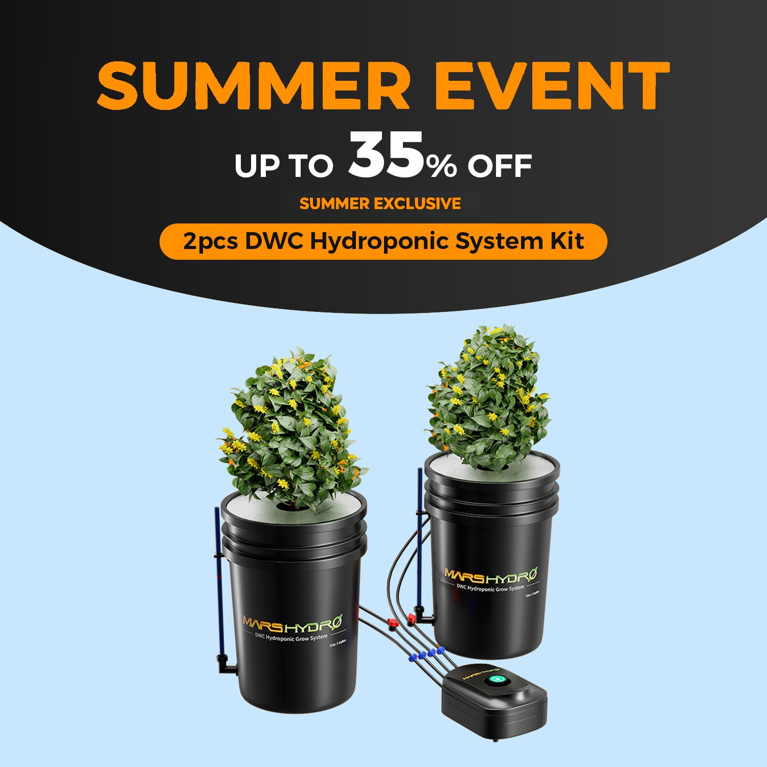 Mars Hydro DWC Hydroponics Grow System 5 Gallon Deep Water Culture with 2 Bucket Mars Hydro DWC Hydroponics Grow System 5 Gallon Deep Water Culture with 2 Bucket