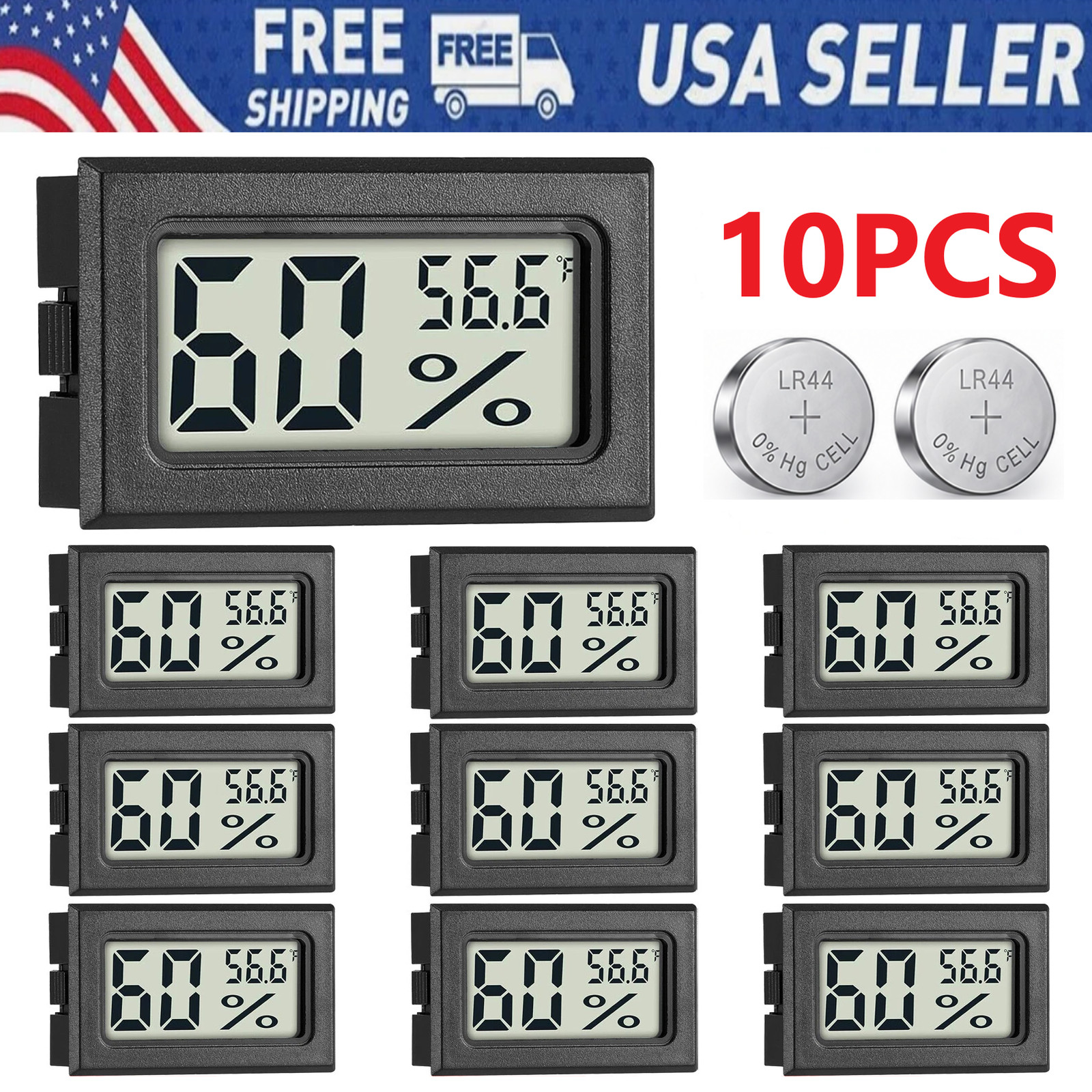 10Pack Mini Hygrometer Indoor Humidity Meter, Small Digital Thermometer Humidity