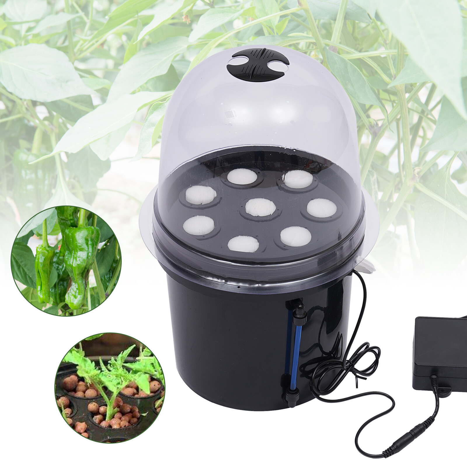 PP Hydroponics Seedling & Cloning System Aeroponic Propagation Kit 8 Plant Sites