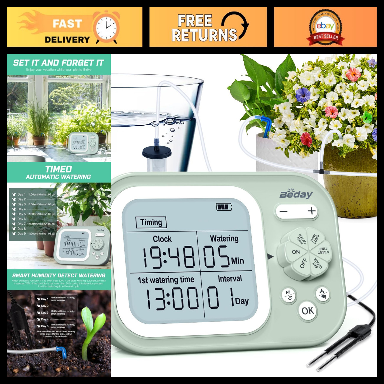 Self-Watering Indoor Plant System - Auto Drip Irrigation Kit for 15 Pots, Smart